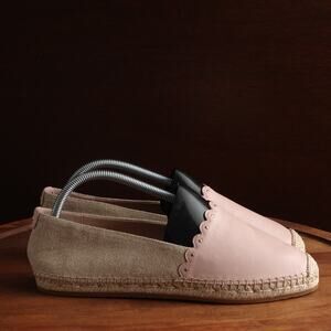 Kate Spade Flats WMS SZ 10 B Pink Beige Leather Espadrille Coastal Resort Shoes